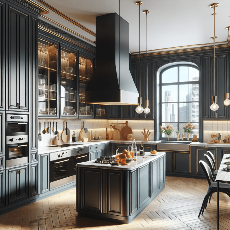 anthrazitfarbene Küche im Art-Deco-Stil-Frankfurt am Main