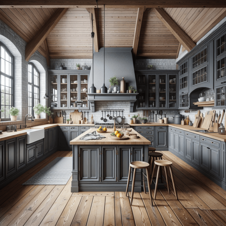 anthrazitfarbene Küche im Bauernhausstil-Frankfurt am Main