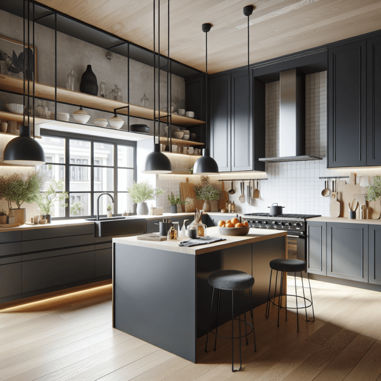 anthrazitfarbene Küche im skandinavischen Stil-Frankfurt am Main
