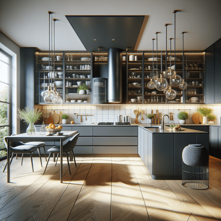 anthrazitfarbene Küche in G-Form-Frankfurt am Main