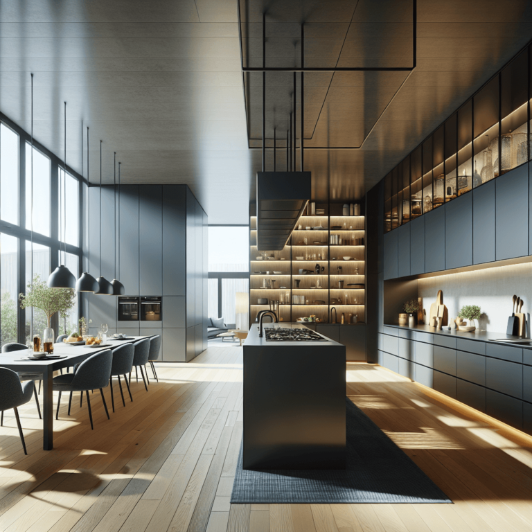 anthrazitfarbene Schwebende Küche-Frankfurt am Main