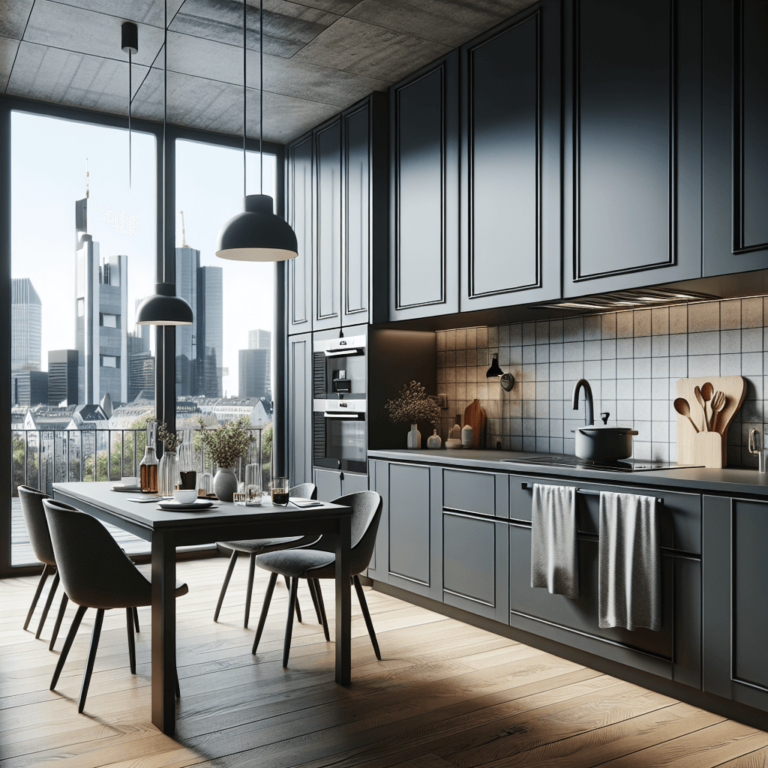 anthrazitfarbene Singleküche-Frankfurt am Main