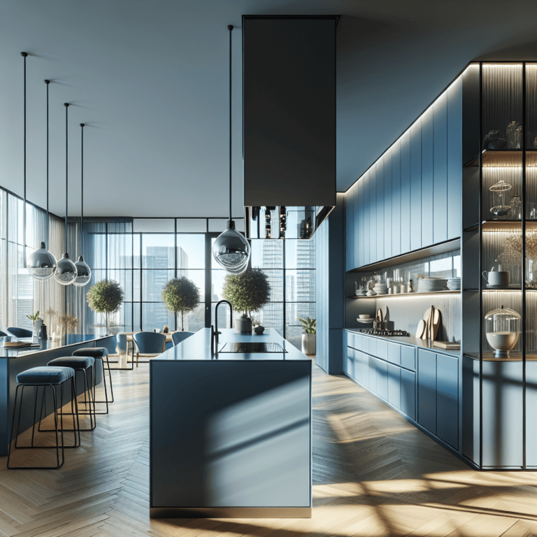 blaue Freistehende Küche-Frankfurt am Main