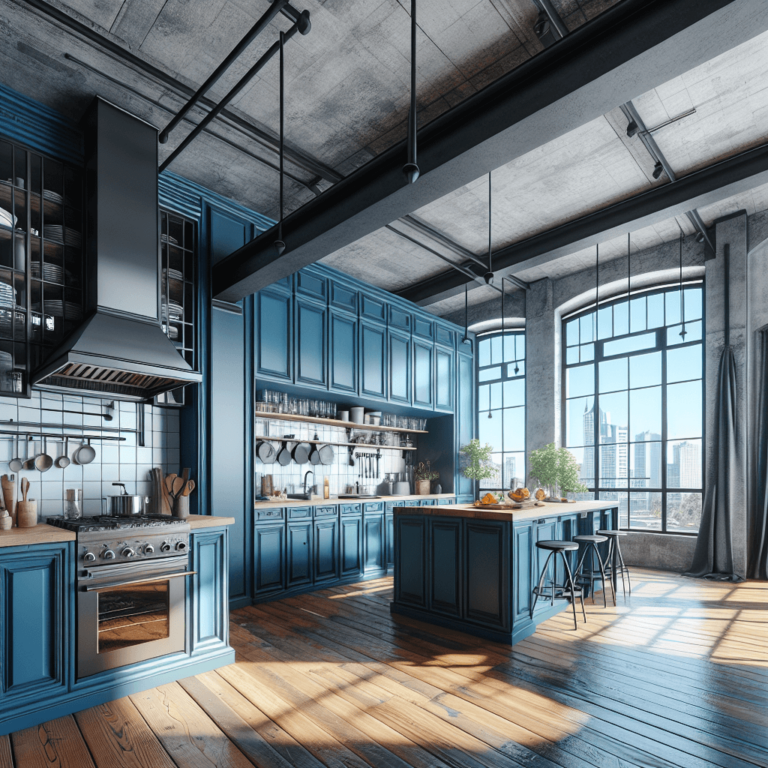 blaue Industrial Style Küche-Frankfurt am Main