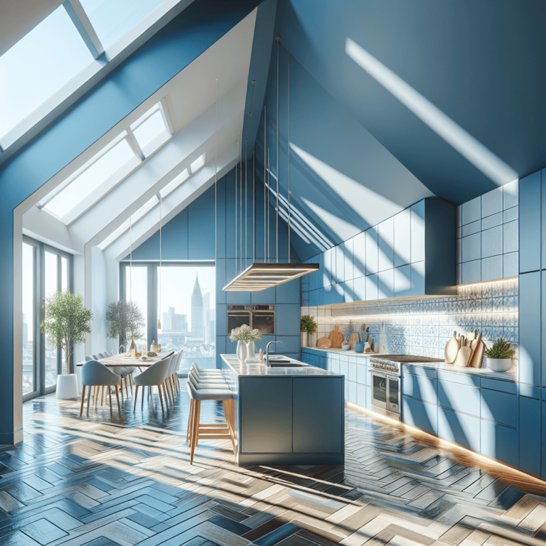 blaue Küche für Dachschräge-Frankfurt am Main