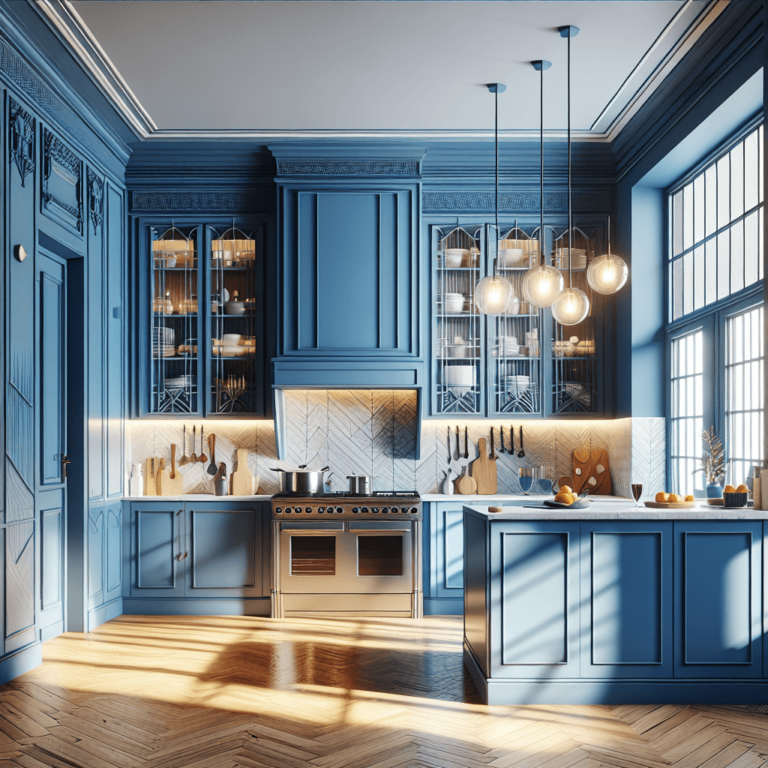 blaue Küche im Art-Deco-Stil-Frankfurt am Main