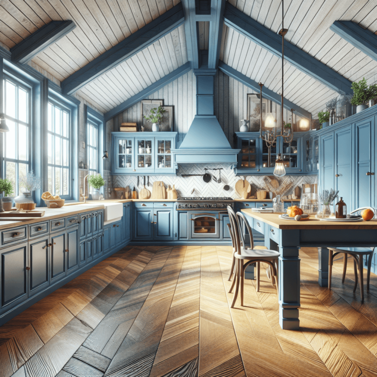 blaue Küche im Bauernhausstil-Frankfurt am Main