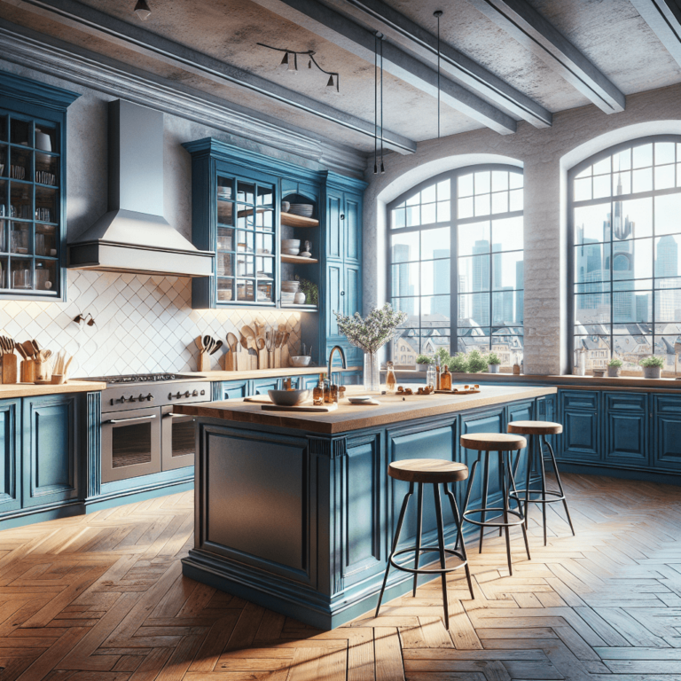 blaue Küche im Vintage Chic Stil-Frankfurt am Main