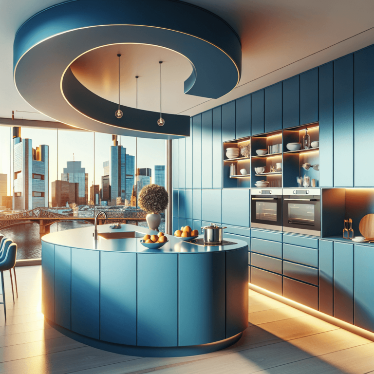 blaue Küche in G-Form-Frankfurt am Main