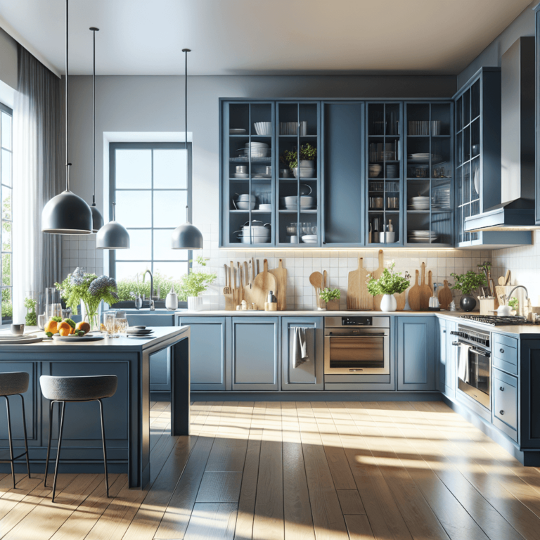 blaue Küche in L-Form-Frankfurt am Main