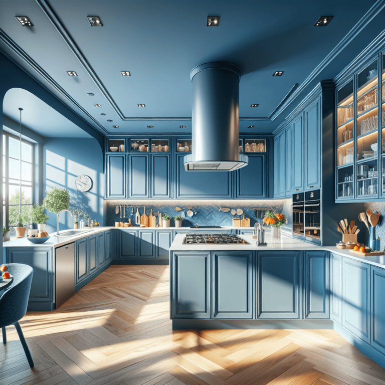 blaue Küche in U-Form-Frankfurt am Main