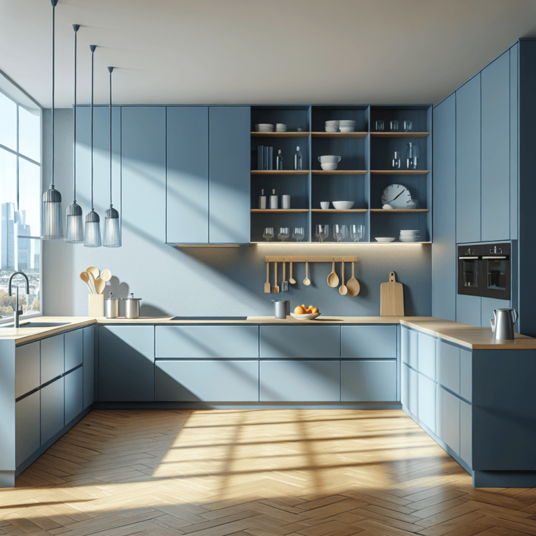 blaue Minimalismus Küche-Frankfurt am Main