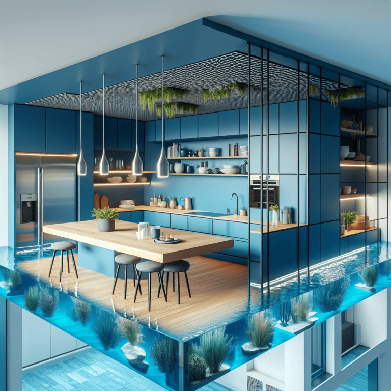 blaue Schwebende Küche-Frankfurt am Main