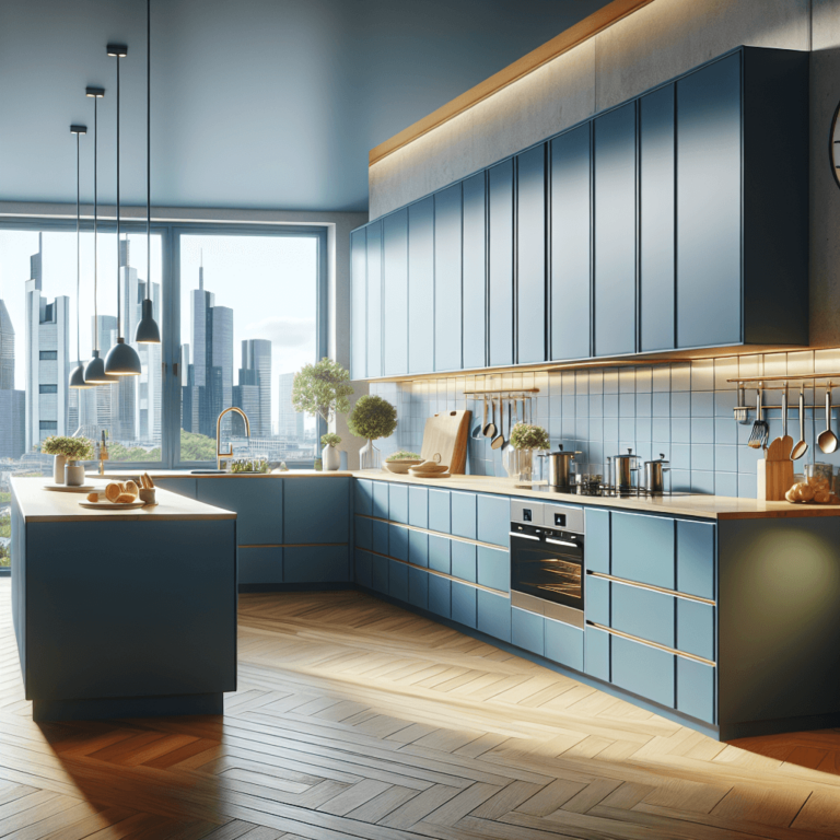 blaue einzeilige Küche-Frankfurt am Main