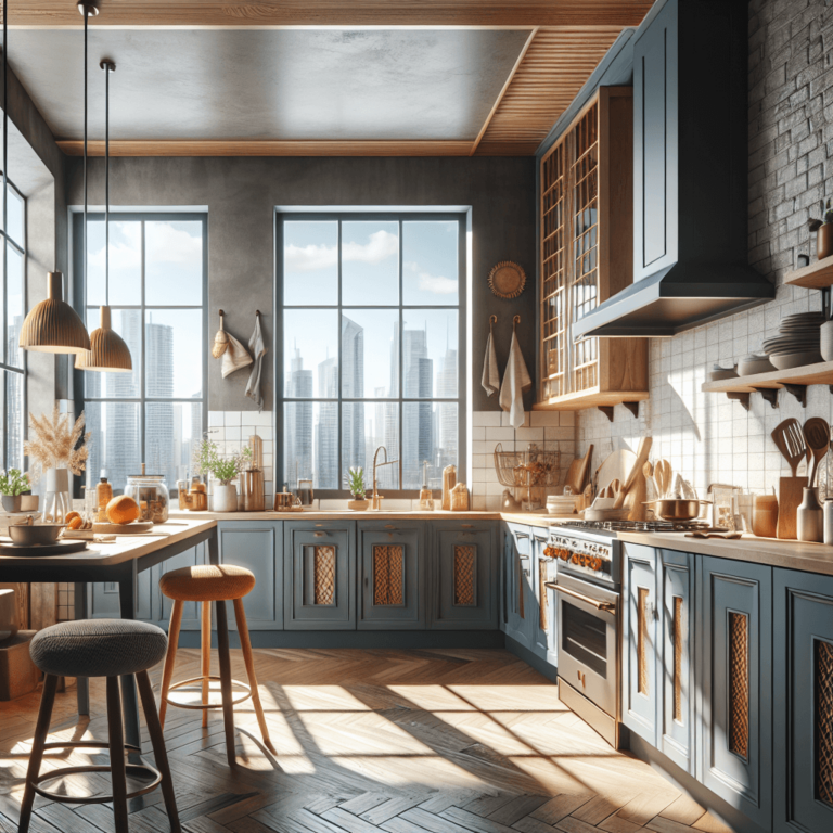 blaugraue Boho Style Küche-Frankfurt am Main