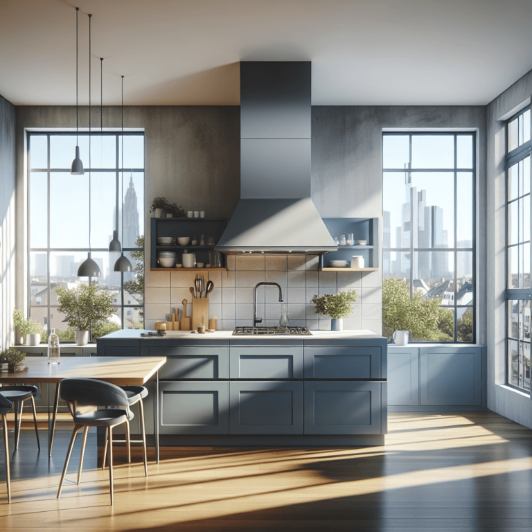 blaugraue Freistehende Küche-Frankfurt am Main