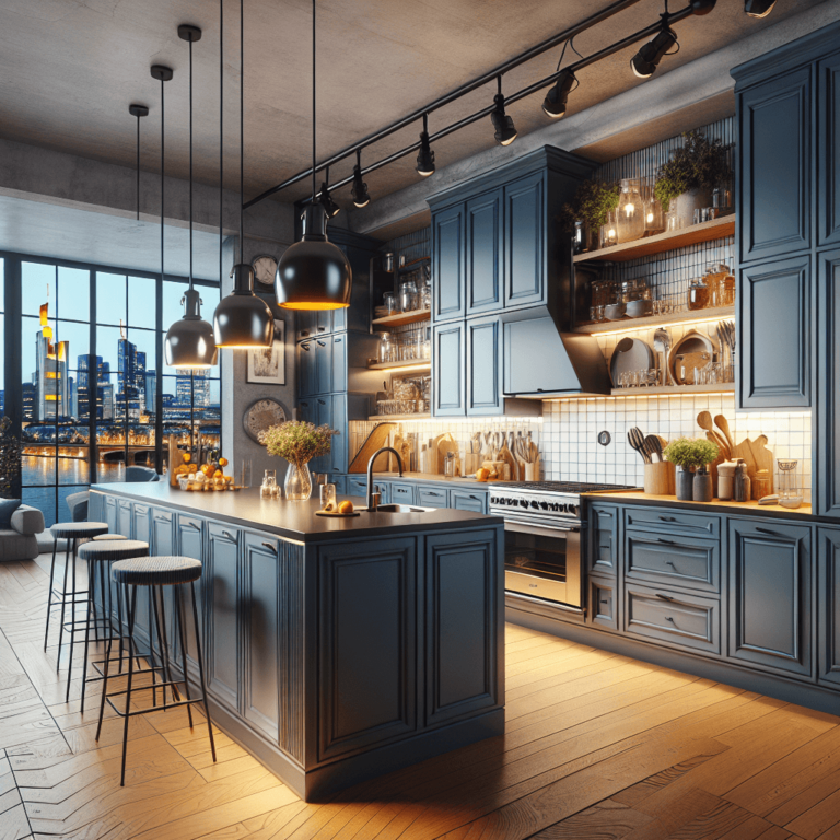 blaugraue Industrial Style Küche-Frankfurt am Main