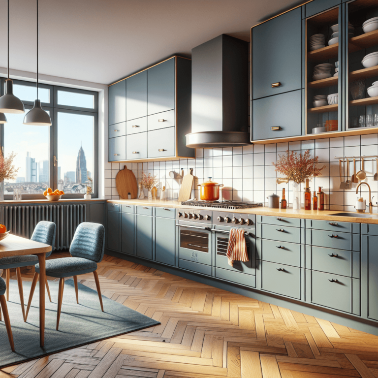 blaugraue Retro Küche-Frankfurt am Main