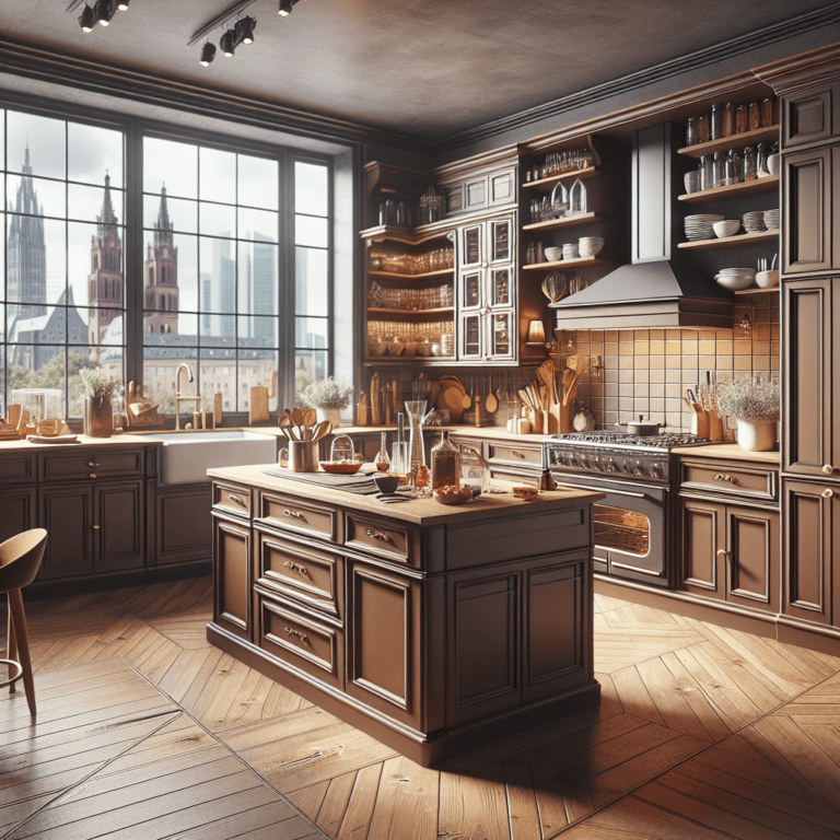 braune Küche im Vintage Chic Stil-Frankfurt am Main