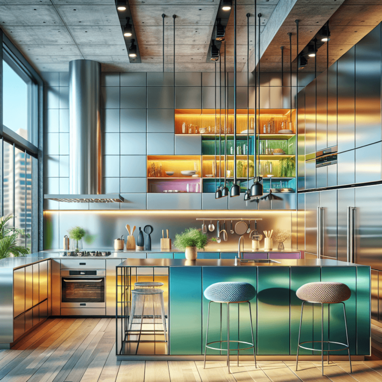 bunte Küche mit Stahlakzenten-Frankfurt am Main