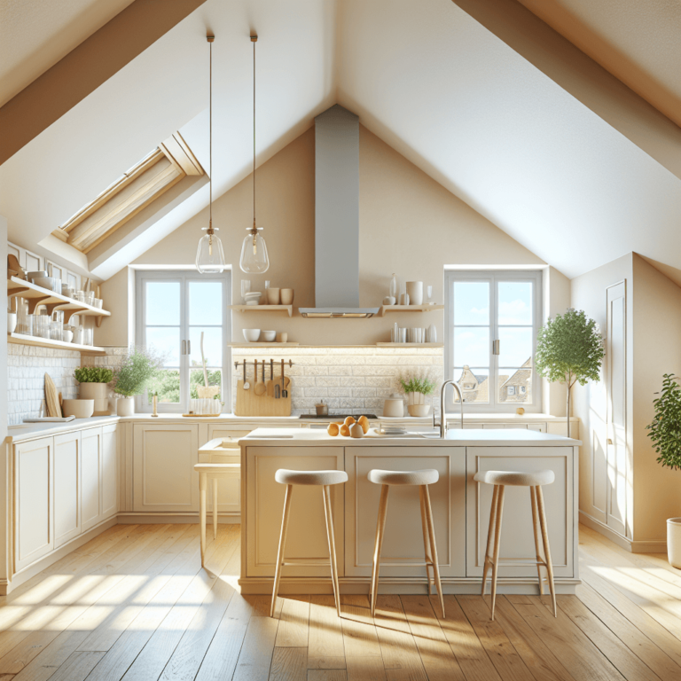 cremefarbene Küche für Dachschräge-Frankfurt am Main