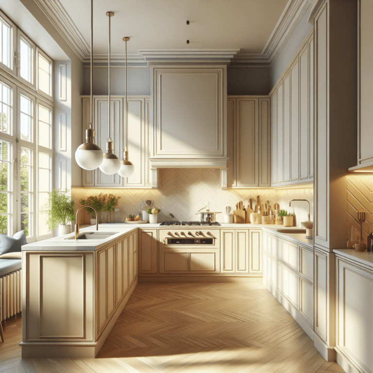 cremefarbene Küche im Art-Deco-Stil-Frankfurt am Main