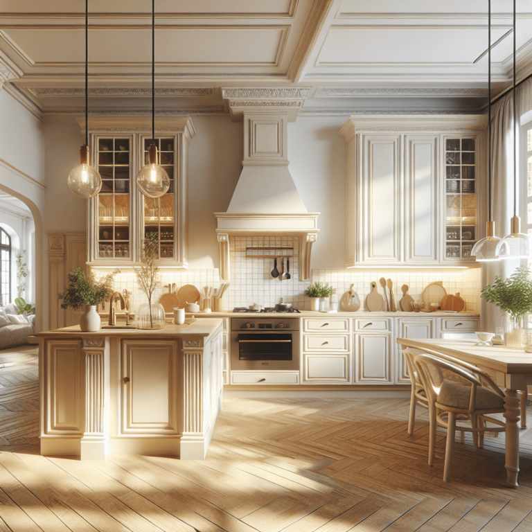 cremefarbene Küche im Vintage Chic Stil-Frankfurt am Main