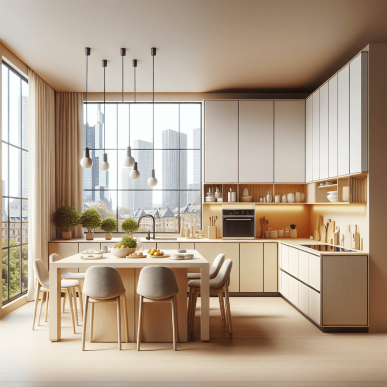 cremefarbene Küche in L-Form-Frankfurt am Main