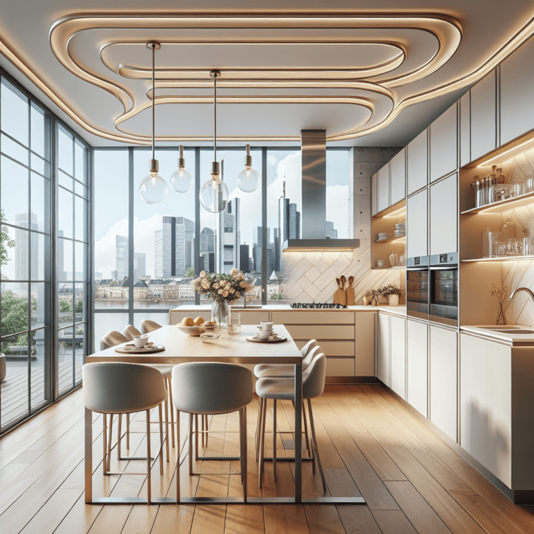 cremefarbene Küche mit Stahlakzenten-Frankfurt am Main