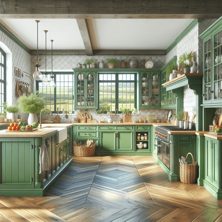 grüne Küche im Bauernhausstil-Frankfurt am Main