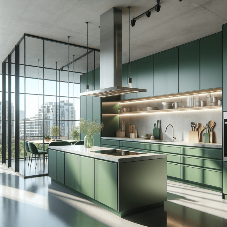 grüne Küche in L-Form-Frankfurt am Main