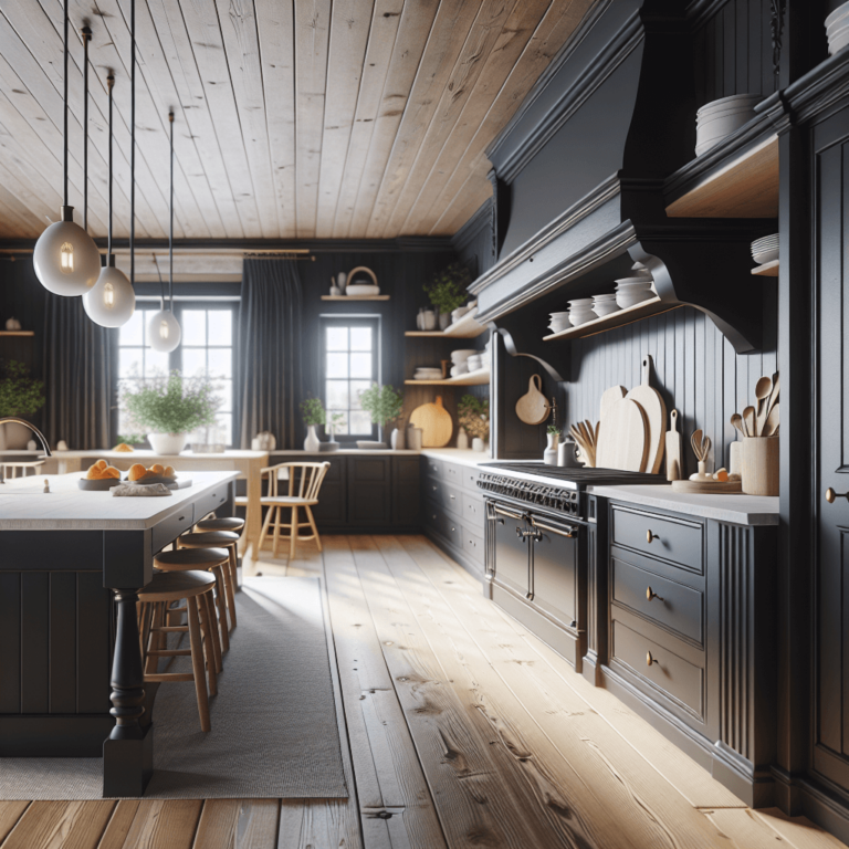 schwarze Küche im Bauernhausstil-Frankfurt am Main