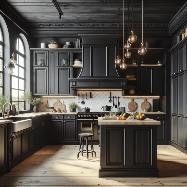 schwarze Küche im Shabby Chic Stil-Frankfurt am Main