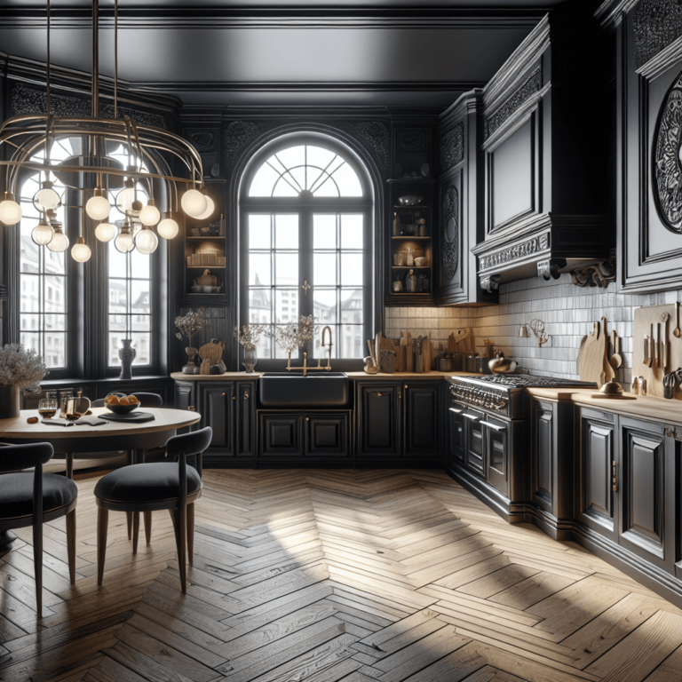 schwarze Küche im Vintage Chic Stil-Frankfurt am Main