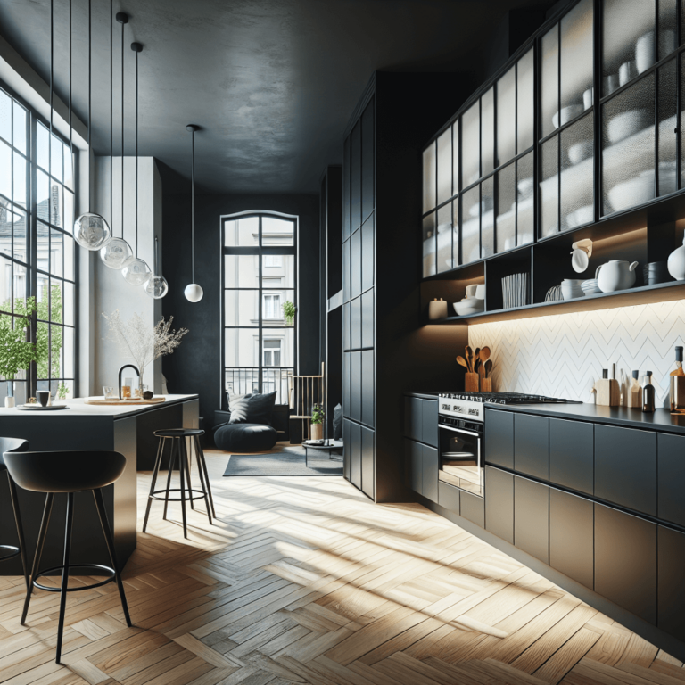 schwarze Küche im skandinavischen Stil-Frankfurt am Main