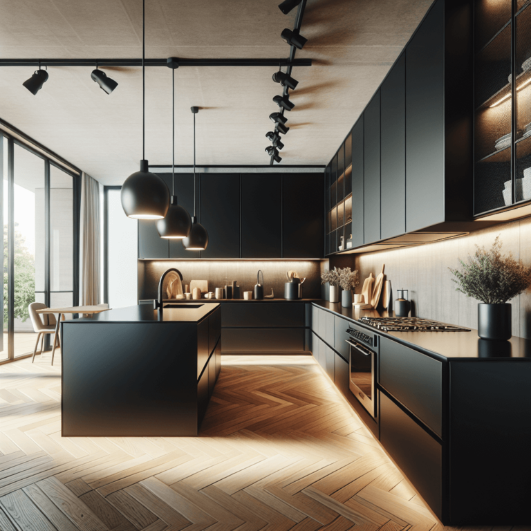 schwarze Küche in G-Form-Frankfurt am Main