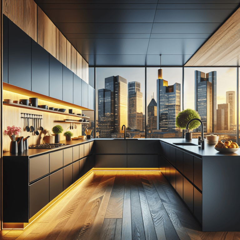 schwarze Küche in L-Form-Frankfurt am Main