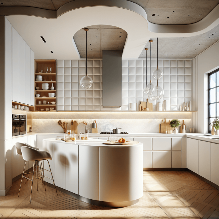 weiße Küche in G-Form-Frankfurt am Main