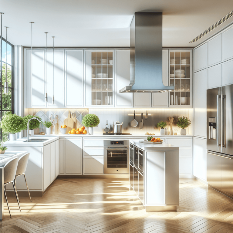 weiße Küche mit Stahlakzenten-Frankfurt am Main